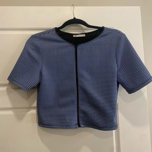 Zara Blue / White Plaid Structured Zip Up